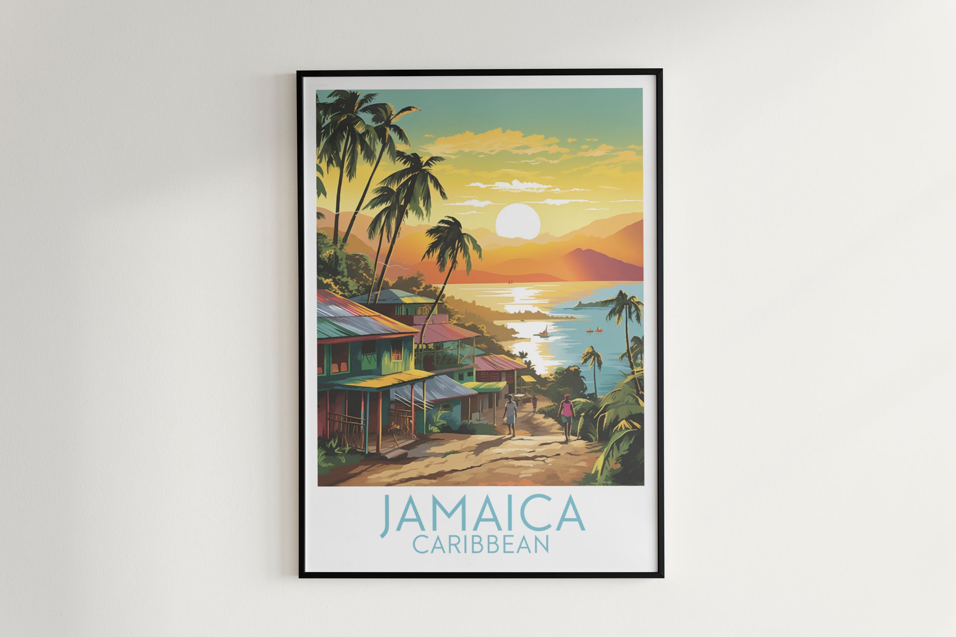 jamaica travel poster hanged on the wall caribbean