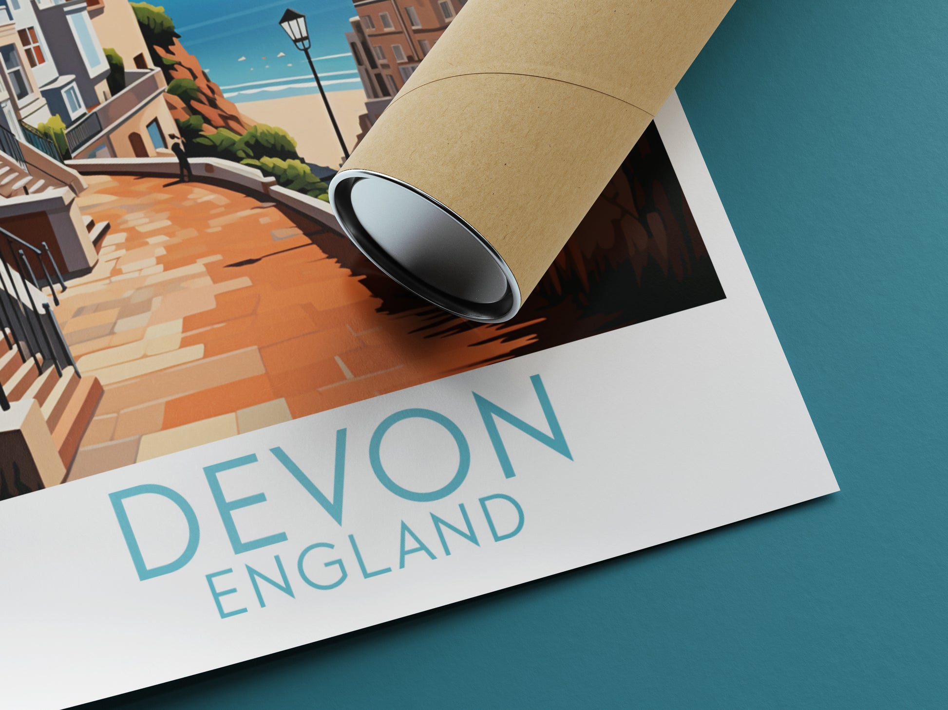 devon travel poster rolled england