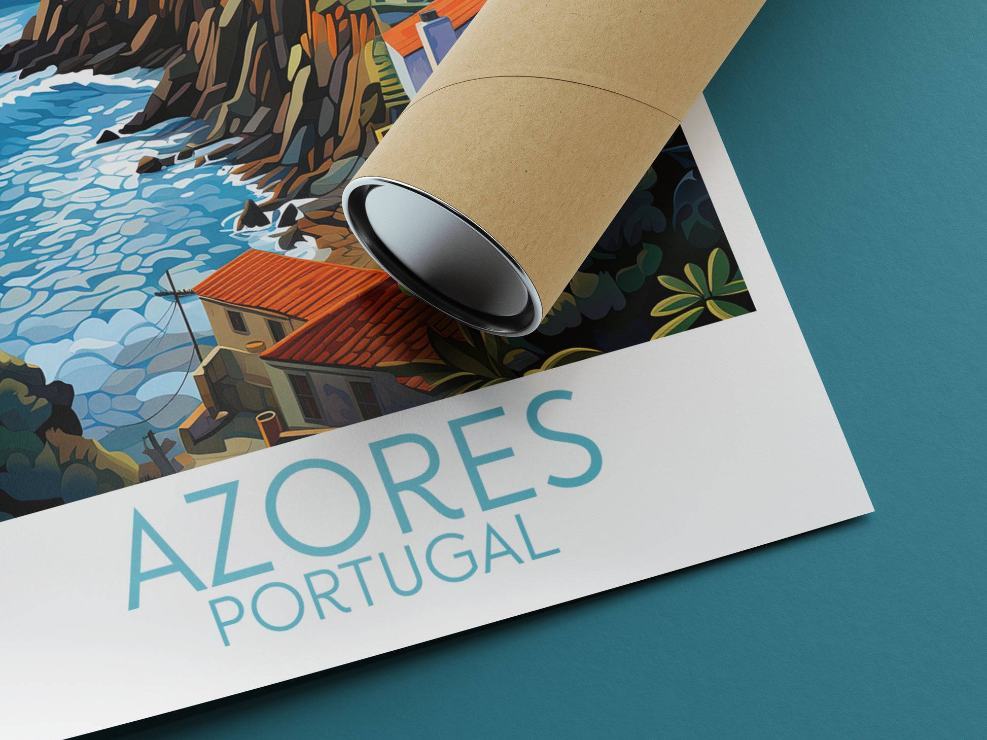 azores travel poster rolled portugal