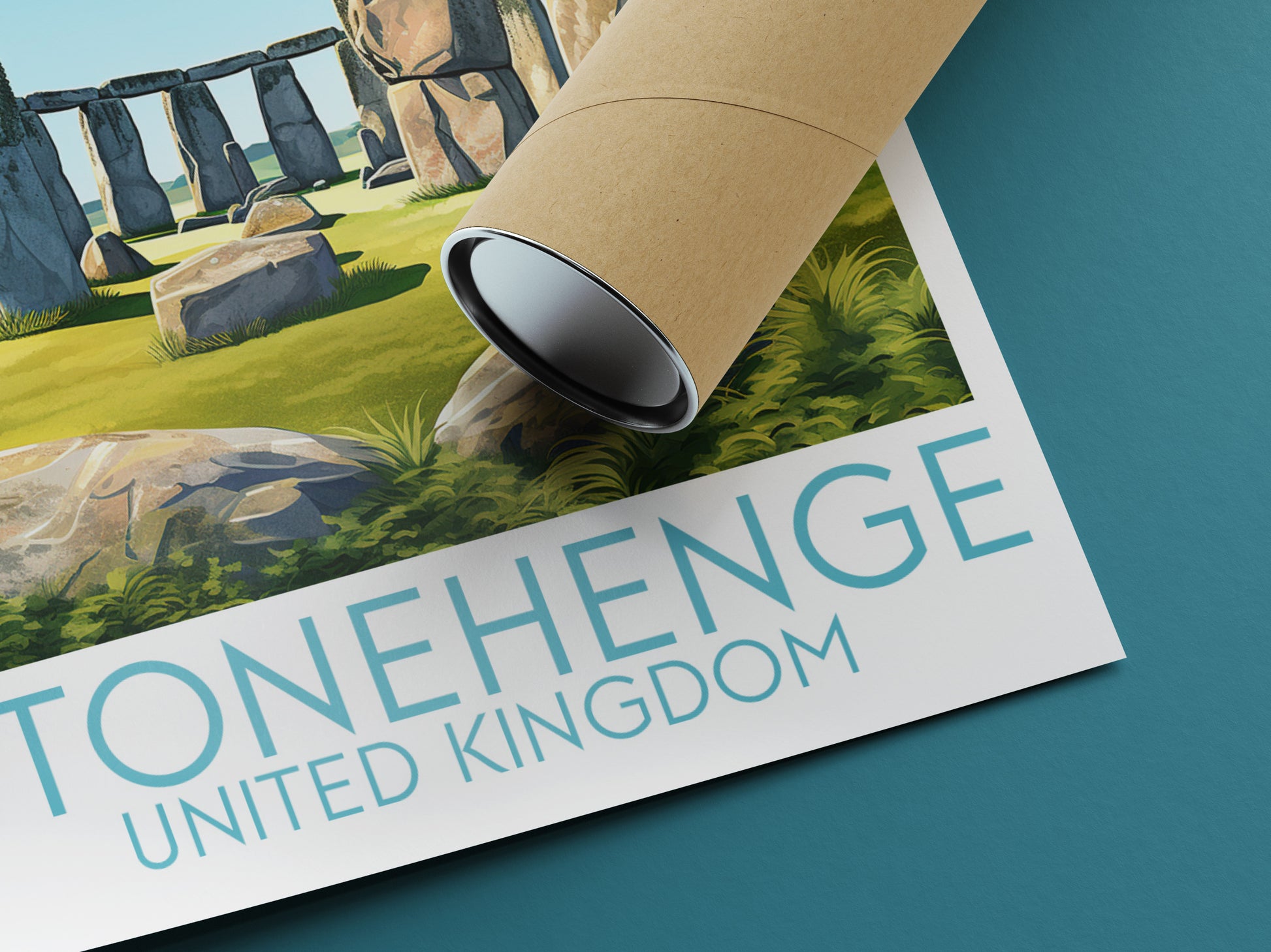 stonehenge travel poster rolled united kingdom