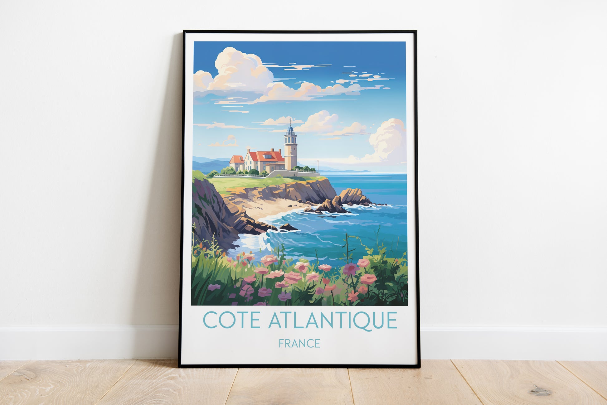 cote atlantique travel poster on the ground france