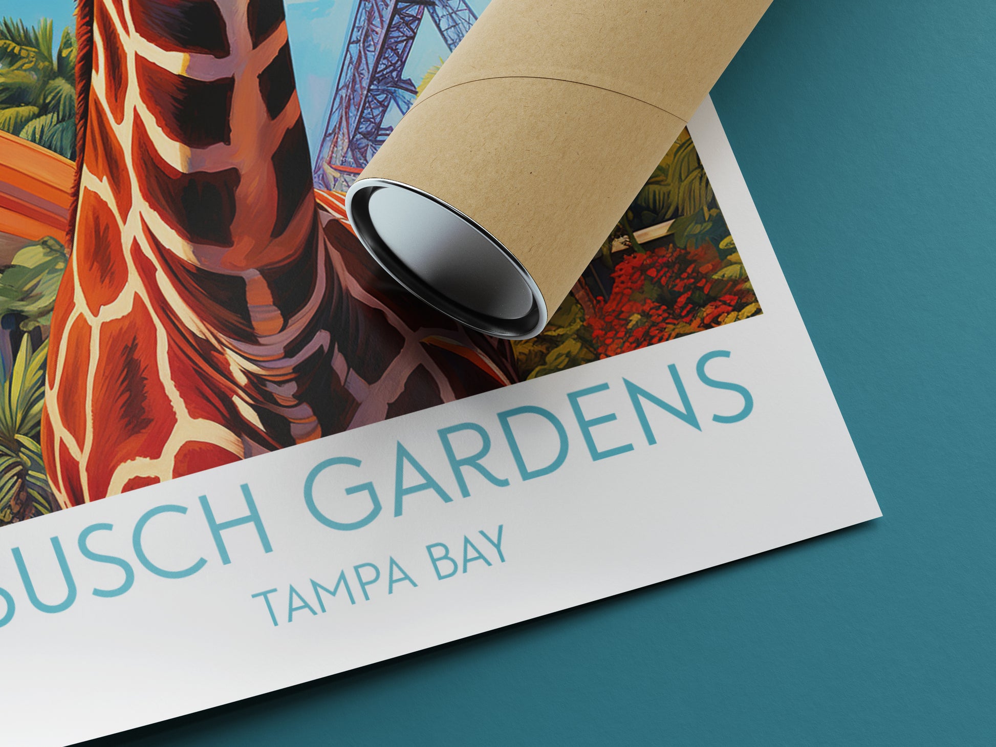 busch gardens travel poster rolled tampa bay