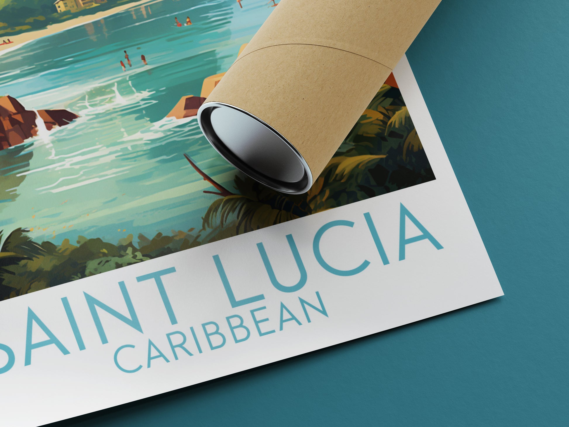 saint lucia travel poster rolled caribbean