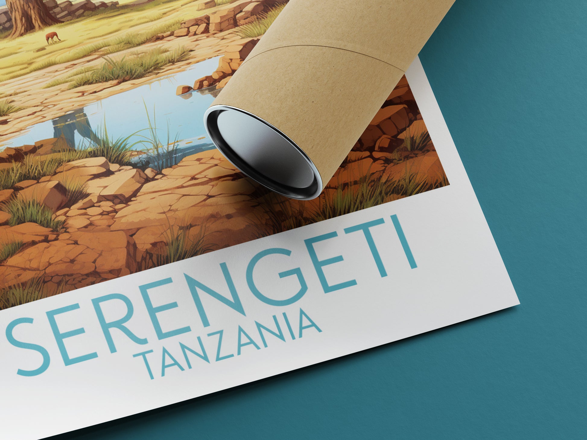 serengeti travel poster rolled tanzania