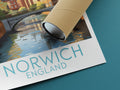 norwich travel poster rolled england