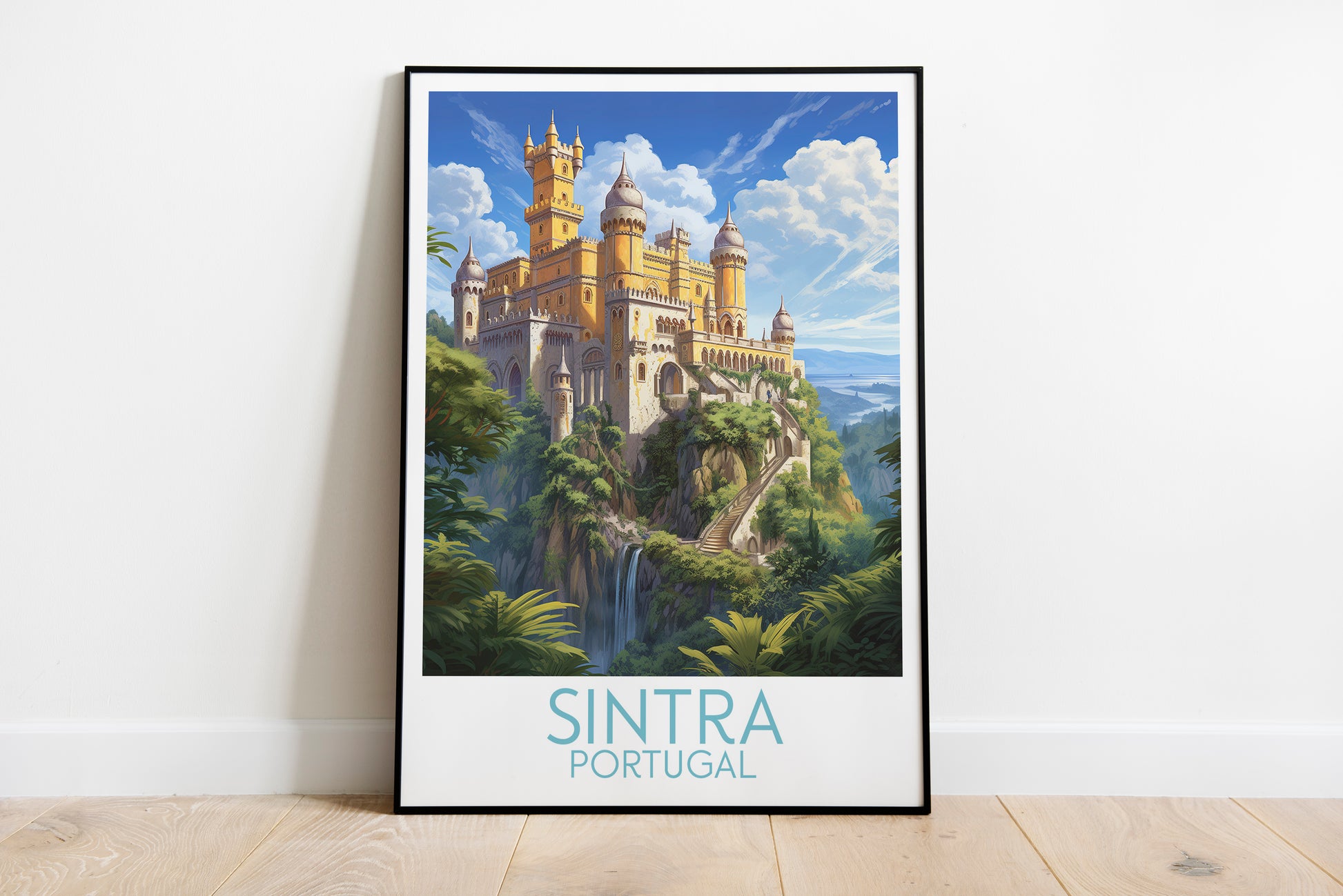 sintra travel poster on the ground portugal