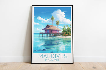 maldives travel poster on the ground maldives