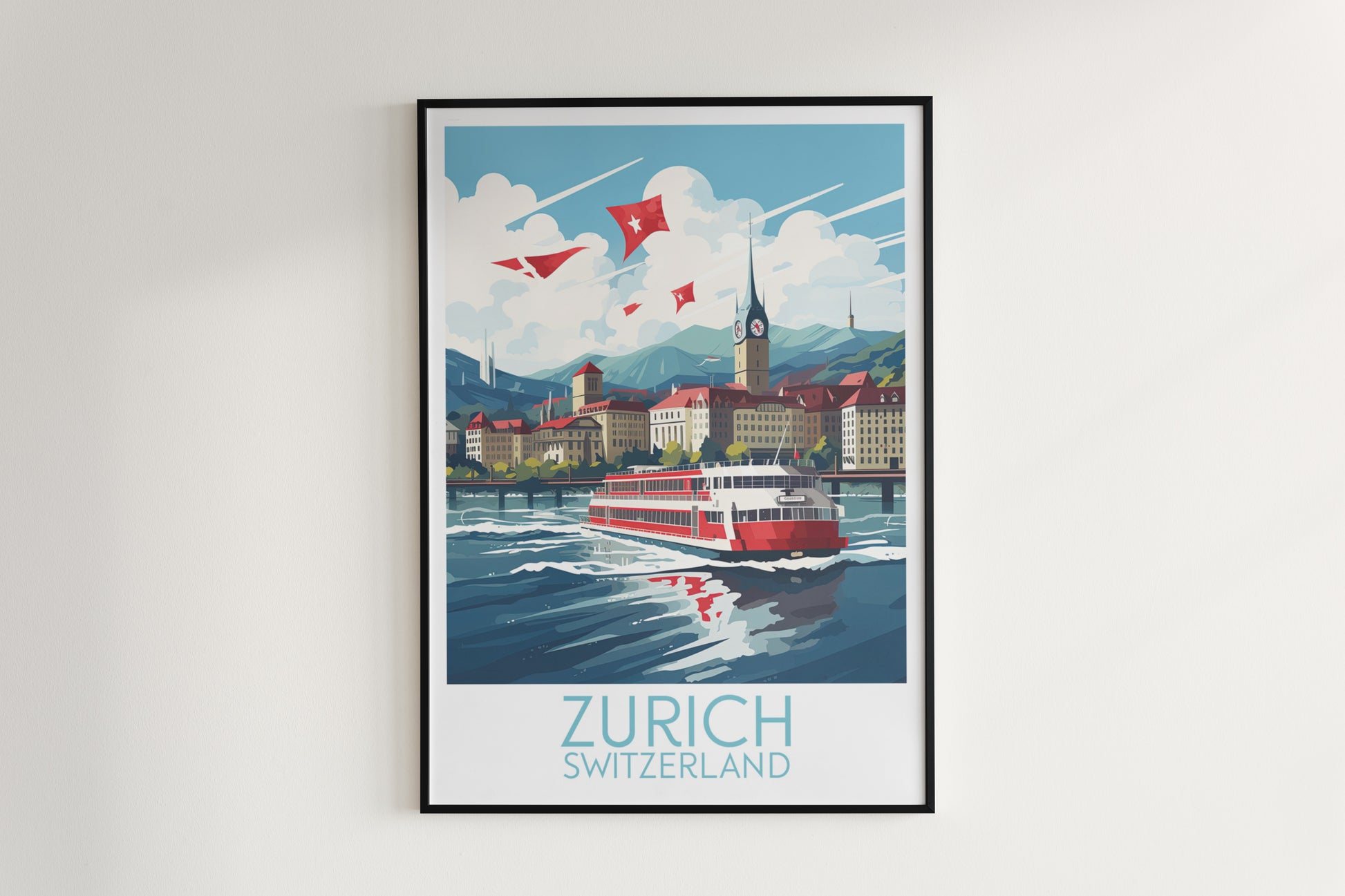 zurich travel poster hanged on the wall switzerland