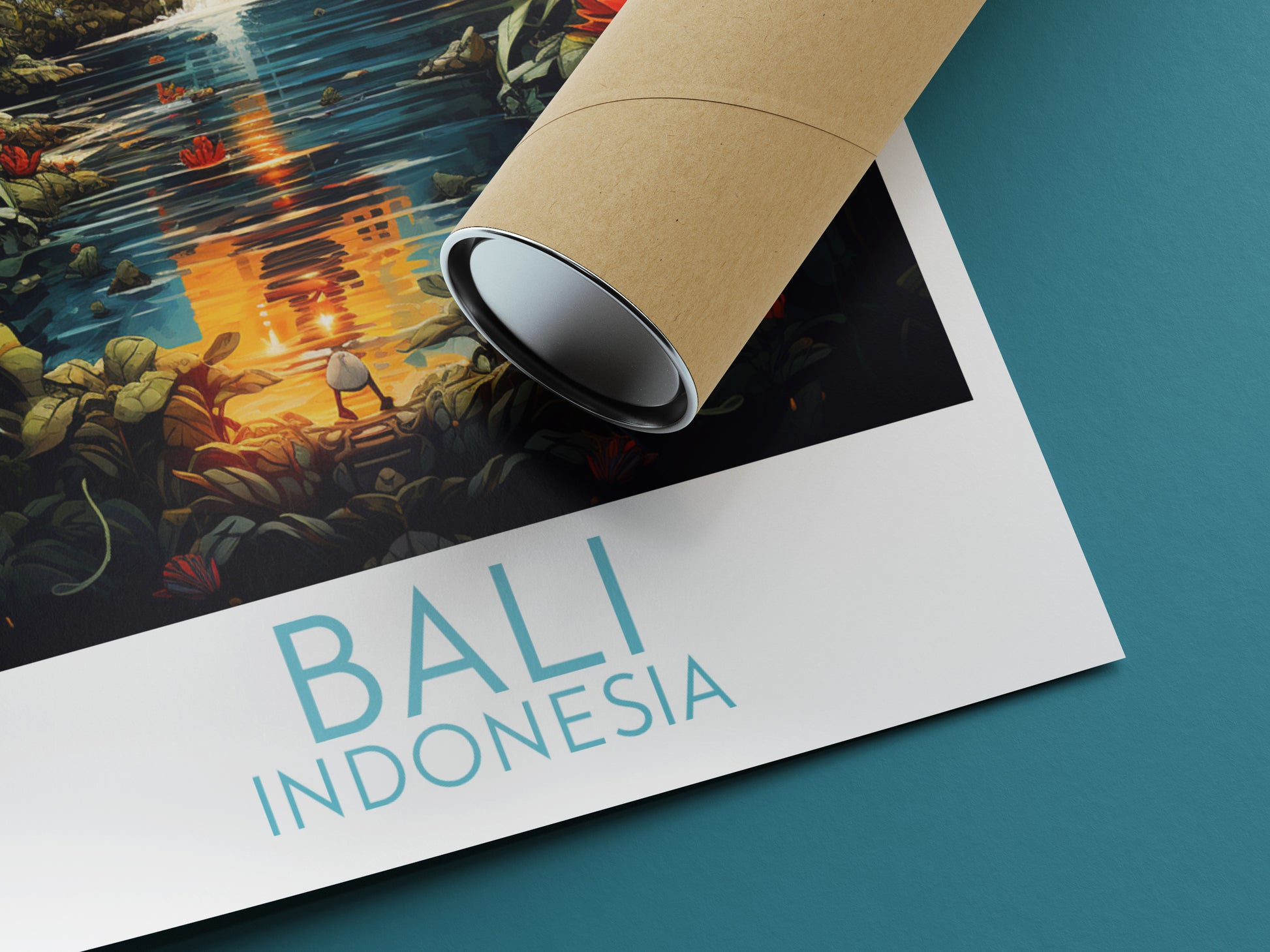 bali travel poster rolled indonesia