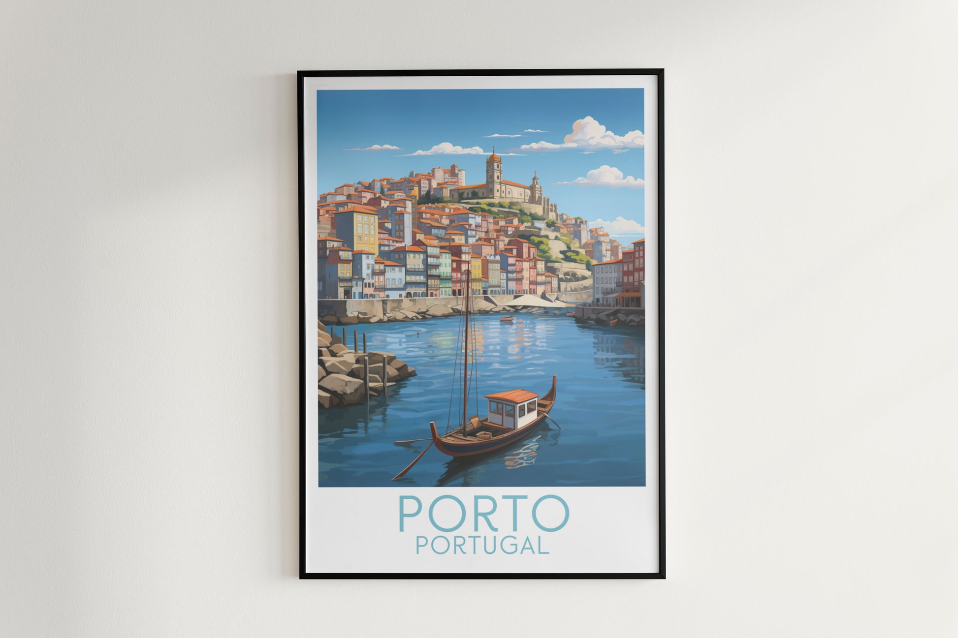 porto travel poster hanged on the wall portugal