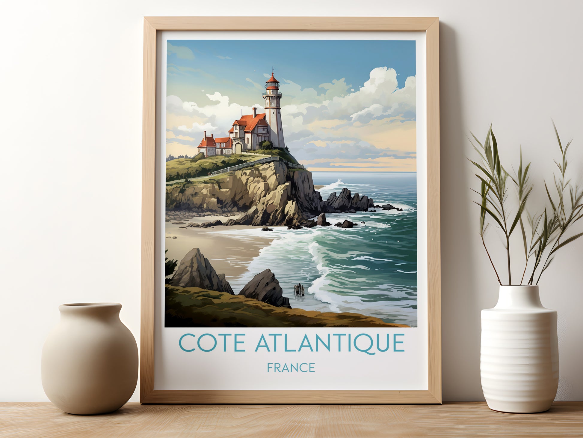 cote atlantique travel poster for kitchen france