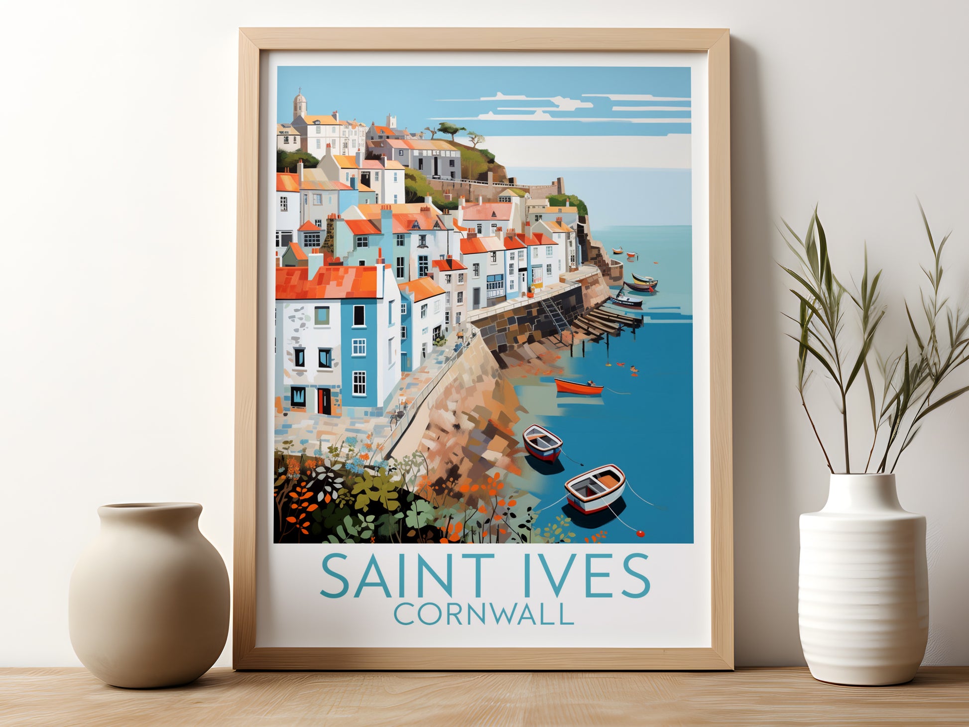 saint ives travel poster for kitchen cornwall