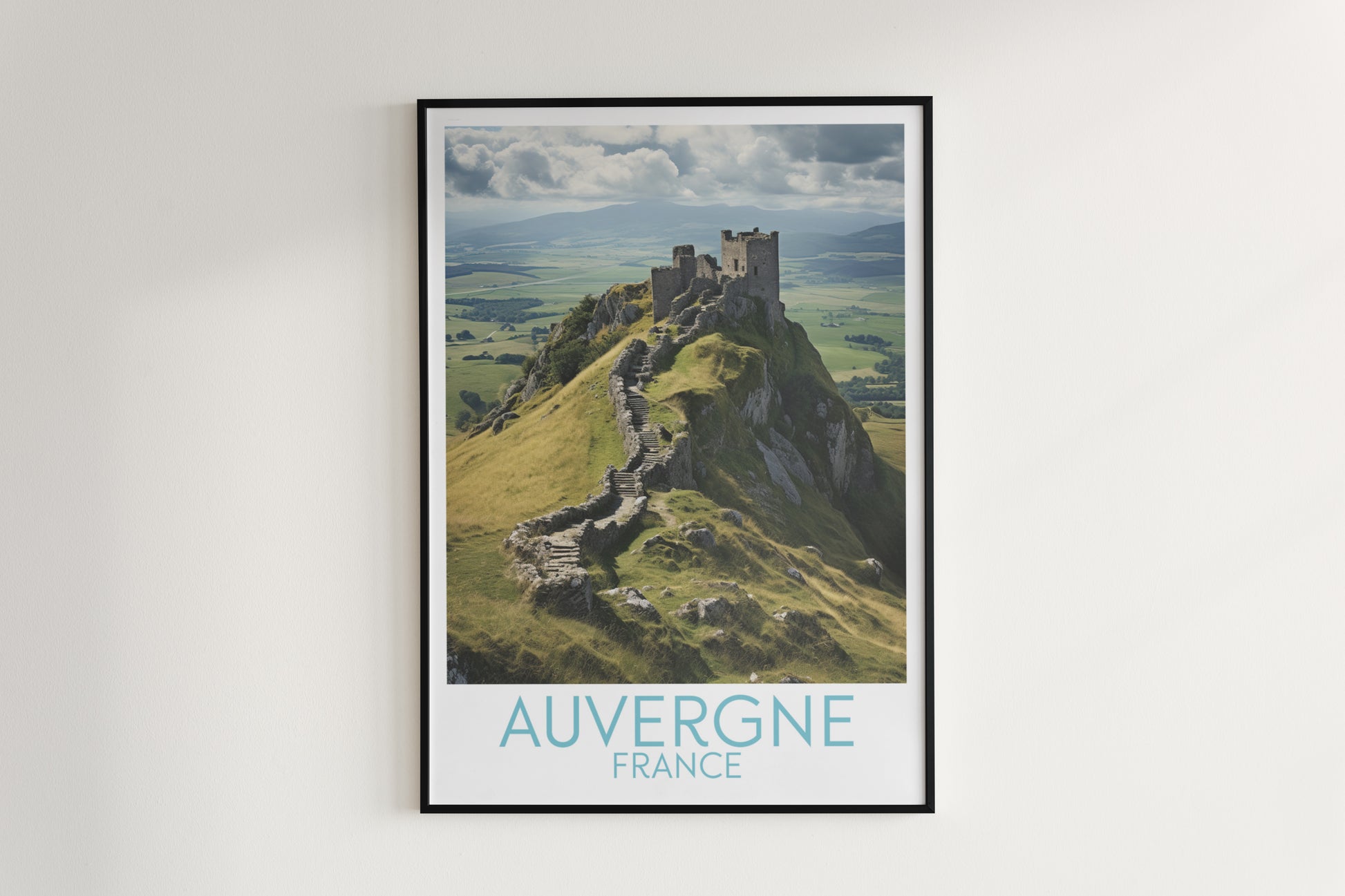 auvergne travel poster hanged on the wall france