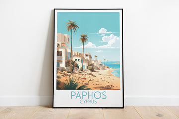 paphos travel poster on the ground cyprus