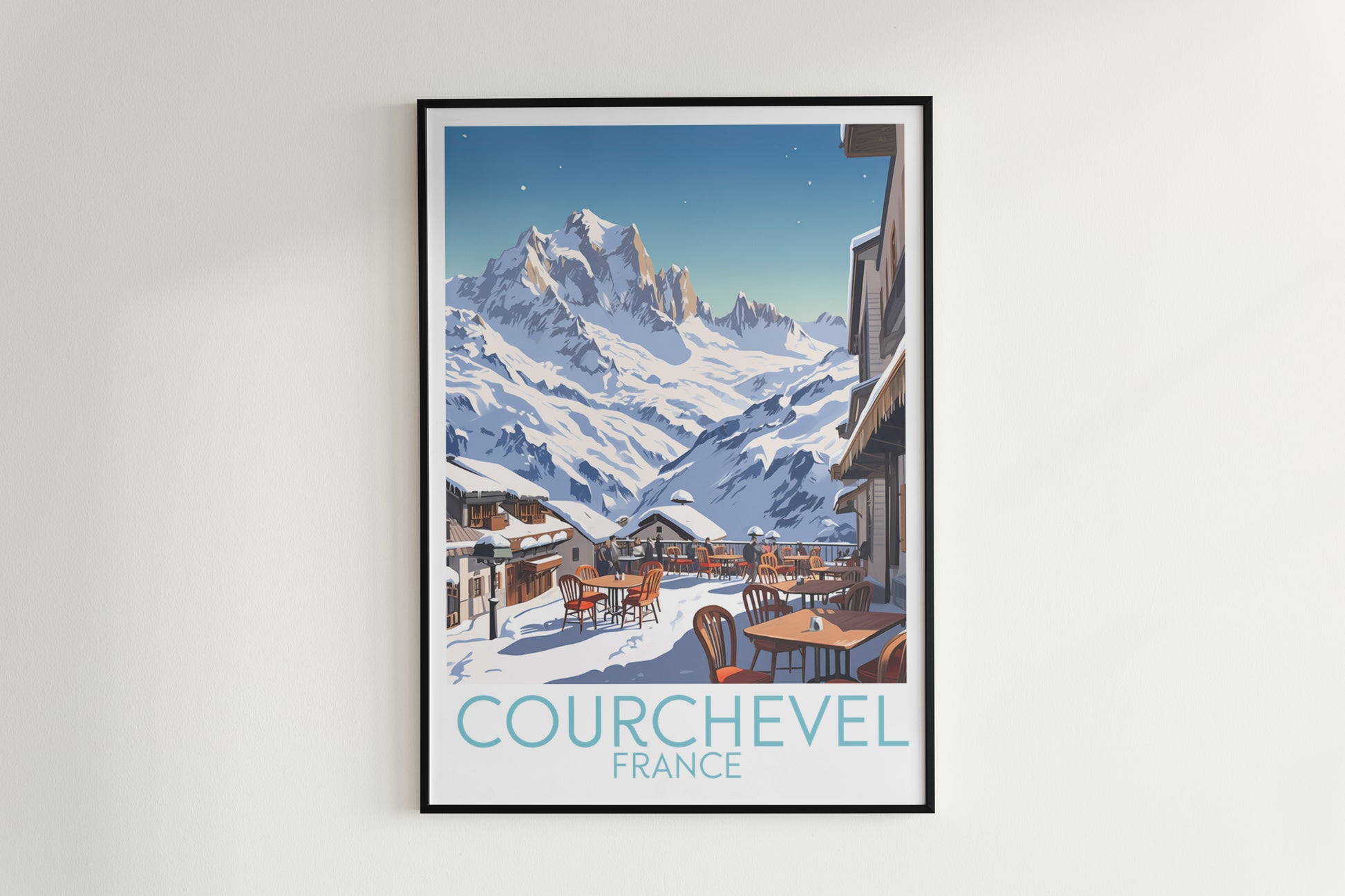 courchevel travel poster hanged on the wall france