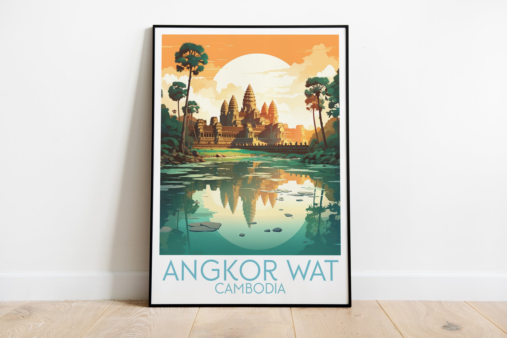 angkor wat travel poster on the ground cambodia