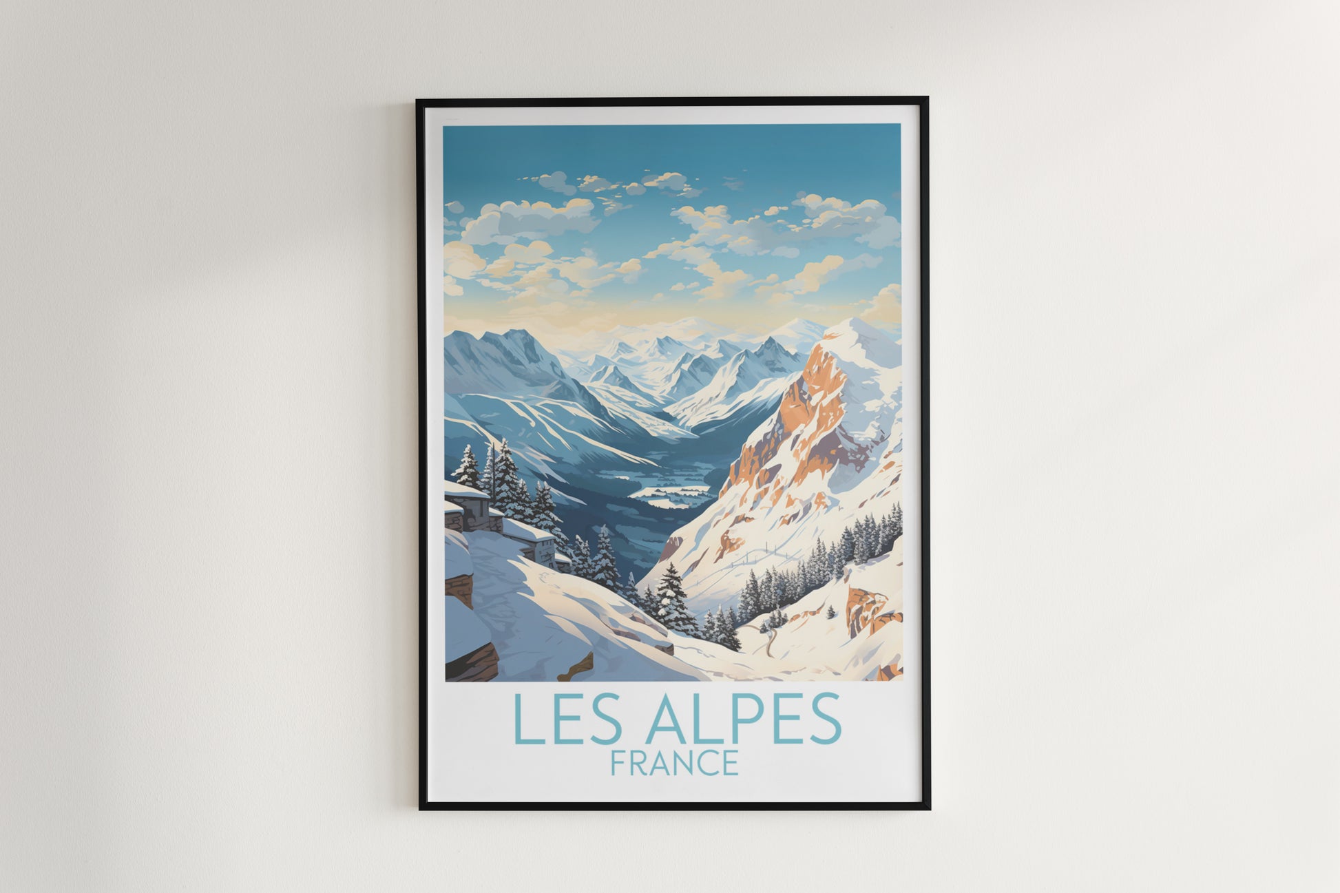 les alpes travel poster hanged on the wall france