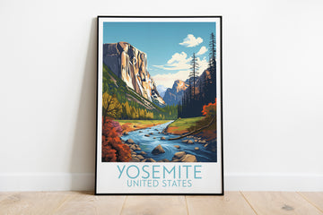 yosemite travel poster on the ground united states