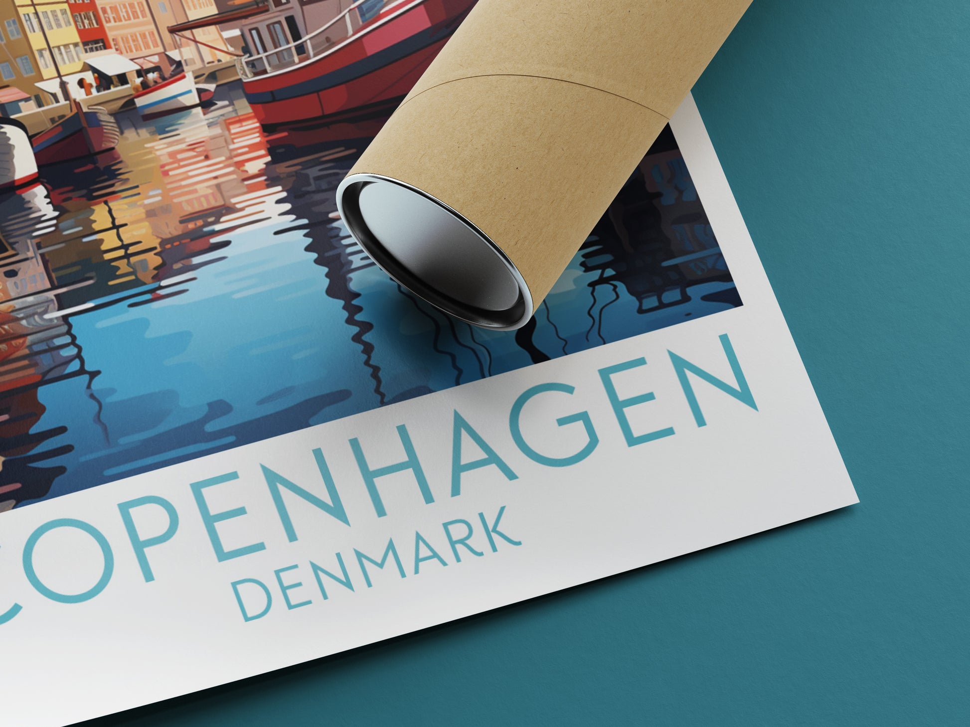 copenhagen travel poster rolled denmark