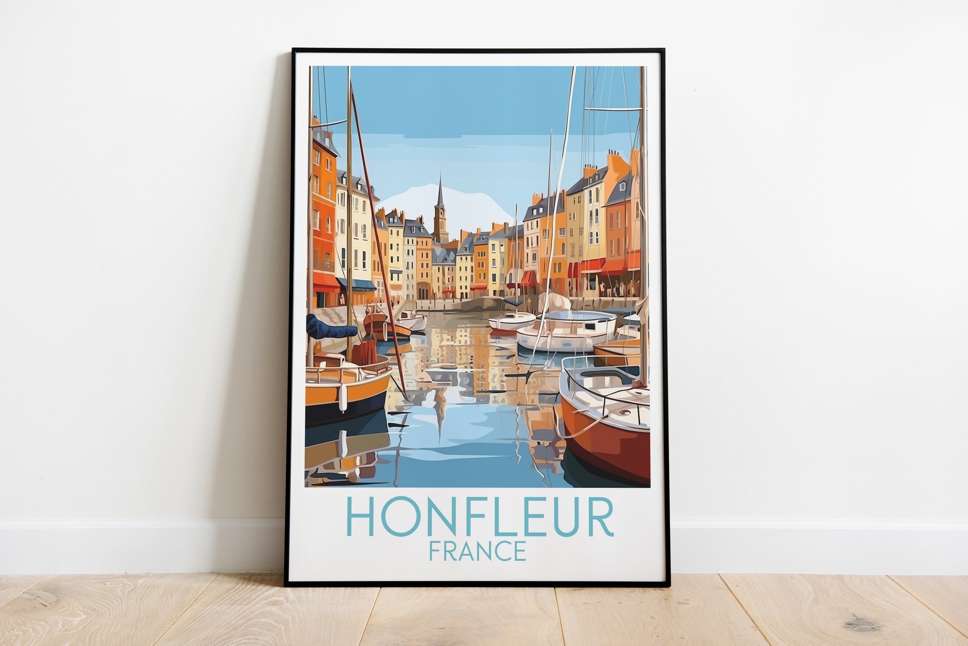 honfleur travel poster on the ground france