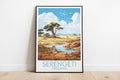 serengeti travel poster on the ground tanzania