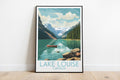 lake louise travel poster on the ground canada