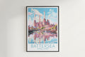 battersea travel poster hanged on the wall england