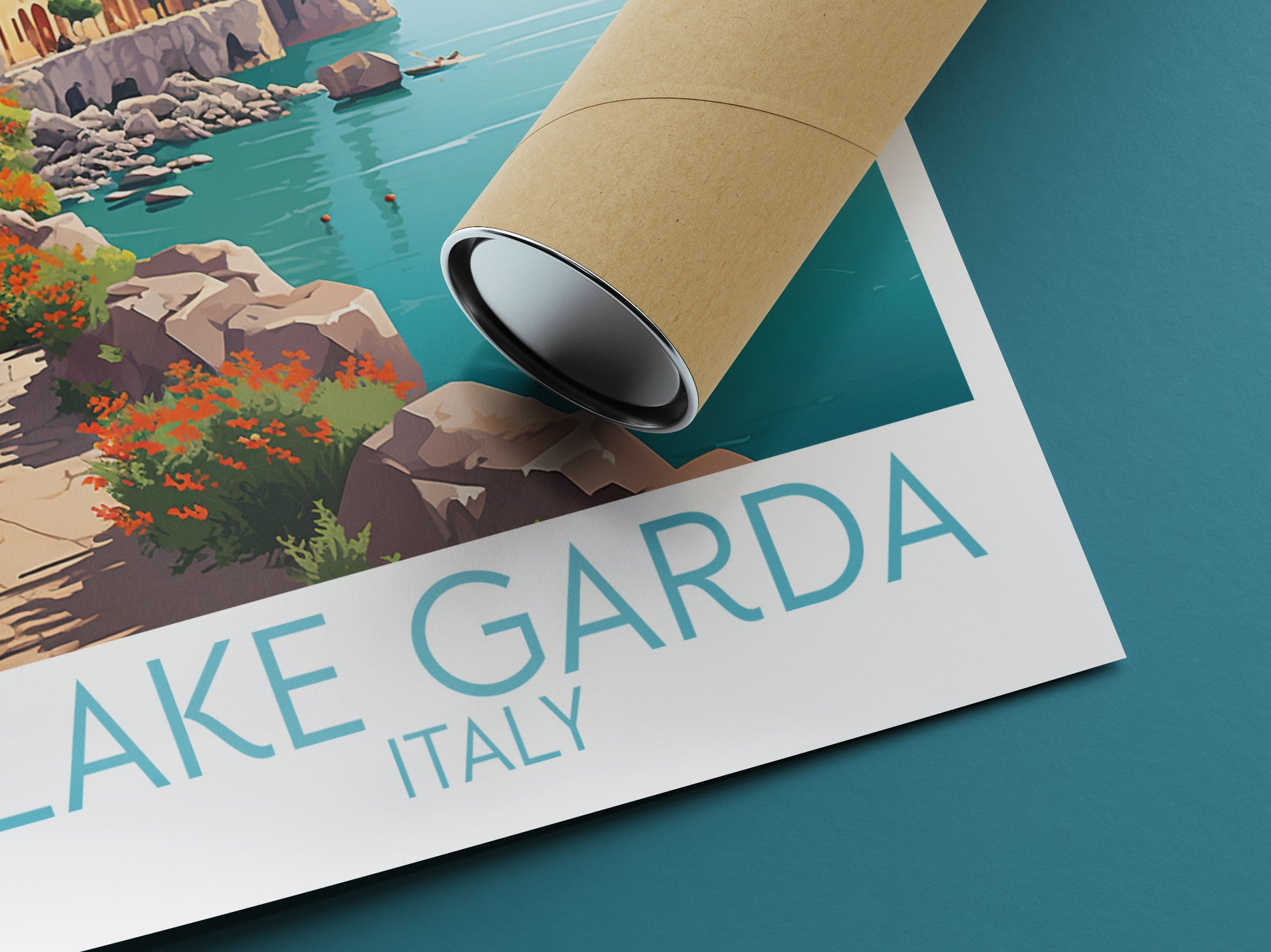 lake garda travel poster rolled italy