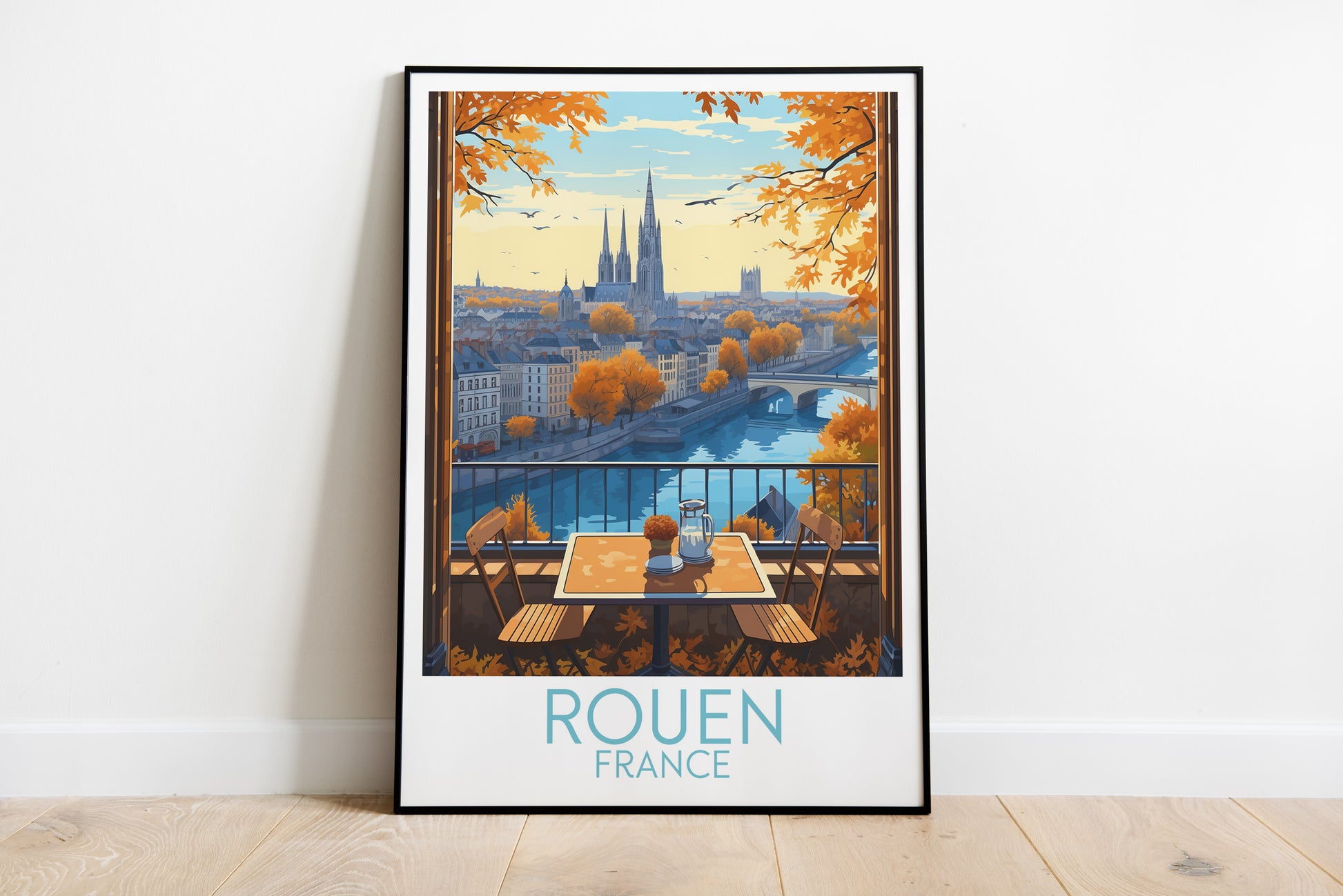 rouen travel poster on the ground france