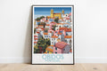 obidos travel poster on the ground portugal