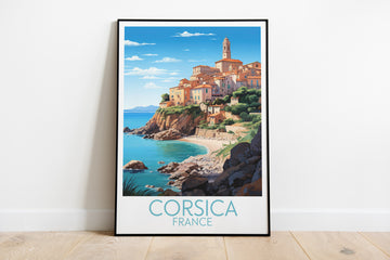 corsica travel poster on the ground france