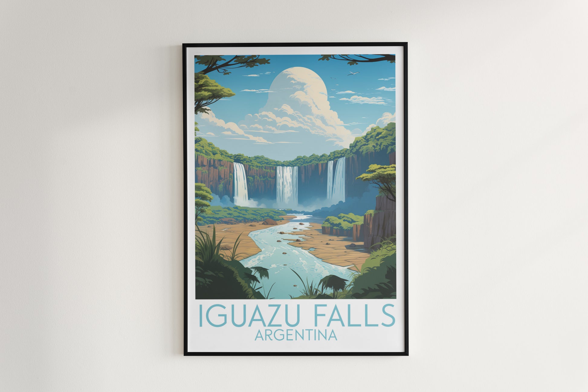 iguazu falls travel poster hanged on the wall argentina