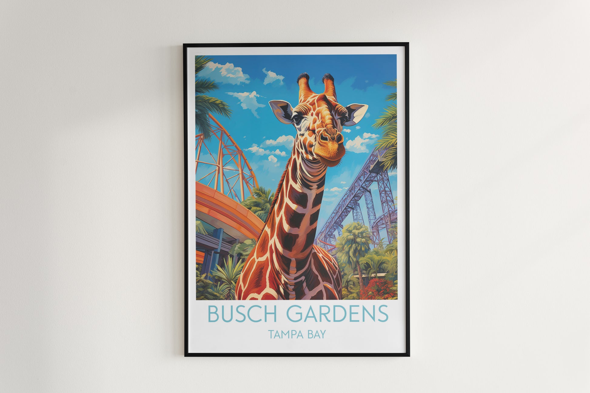 busch gardens travel poster hanged on the wall tampa bay