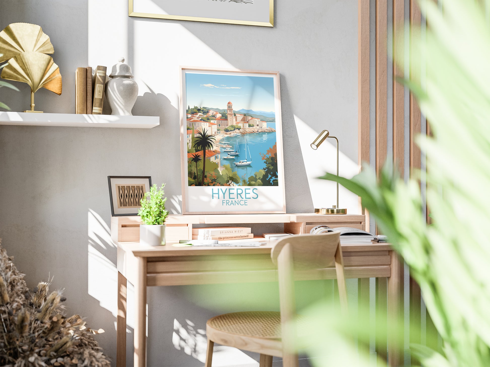 hyeres travel poster on desk france