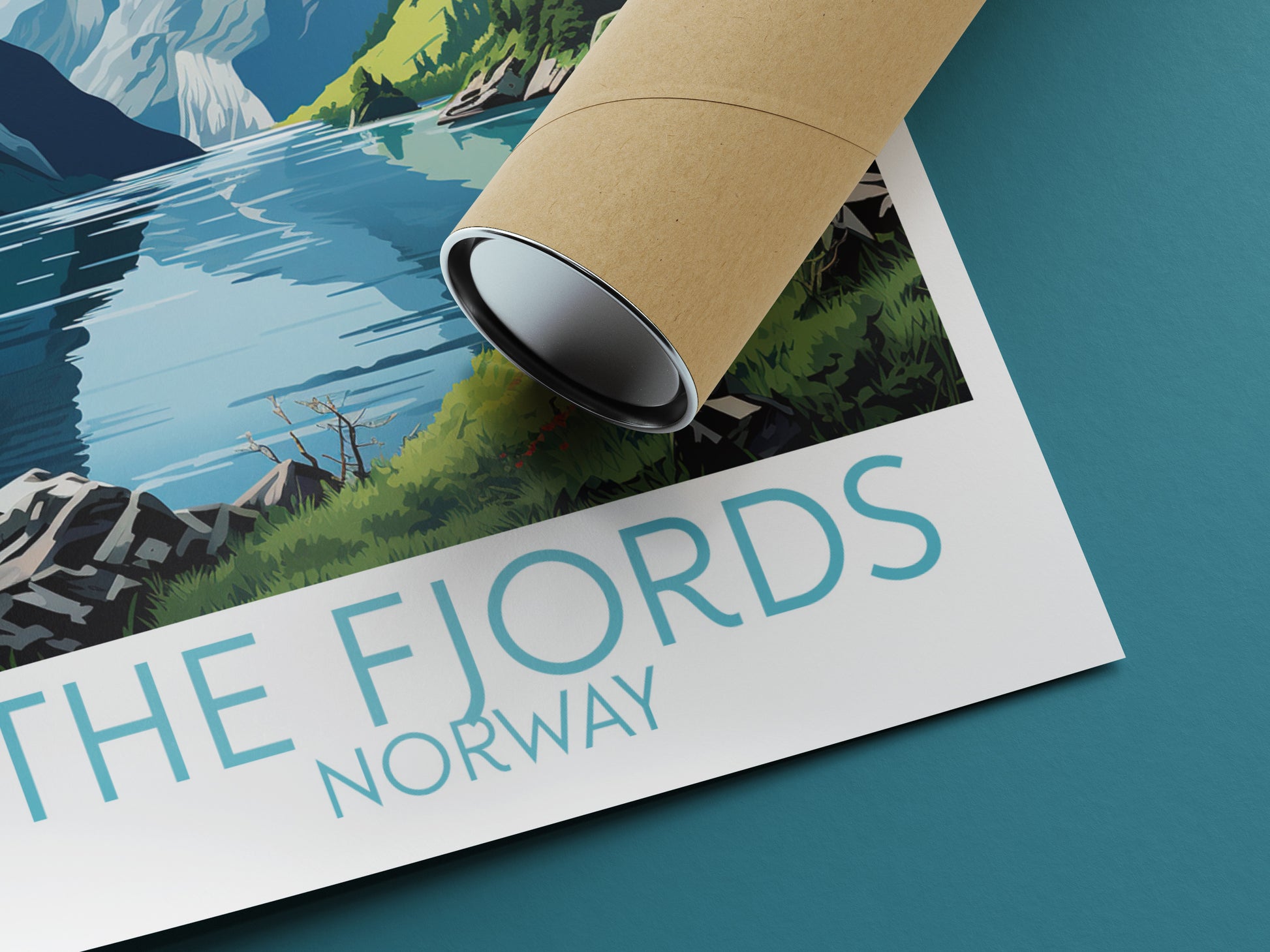 the fjords travel poster rolled norway