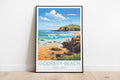 godrevy beach travel poster on the ground england