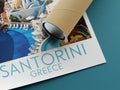 santorini travel poster rolled greece