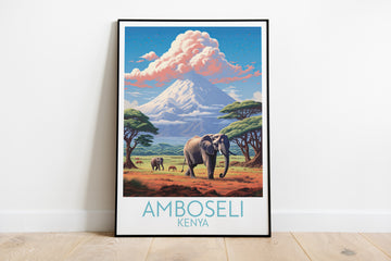 amboseli travel poster on the ground kenya