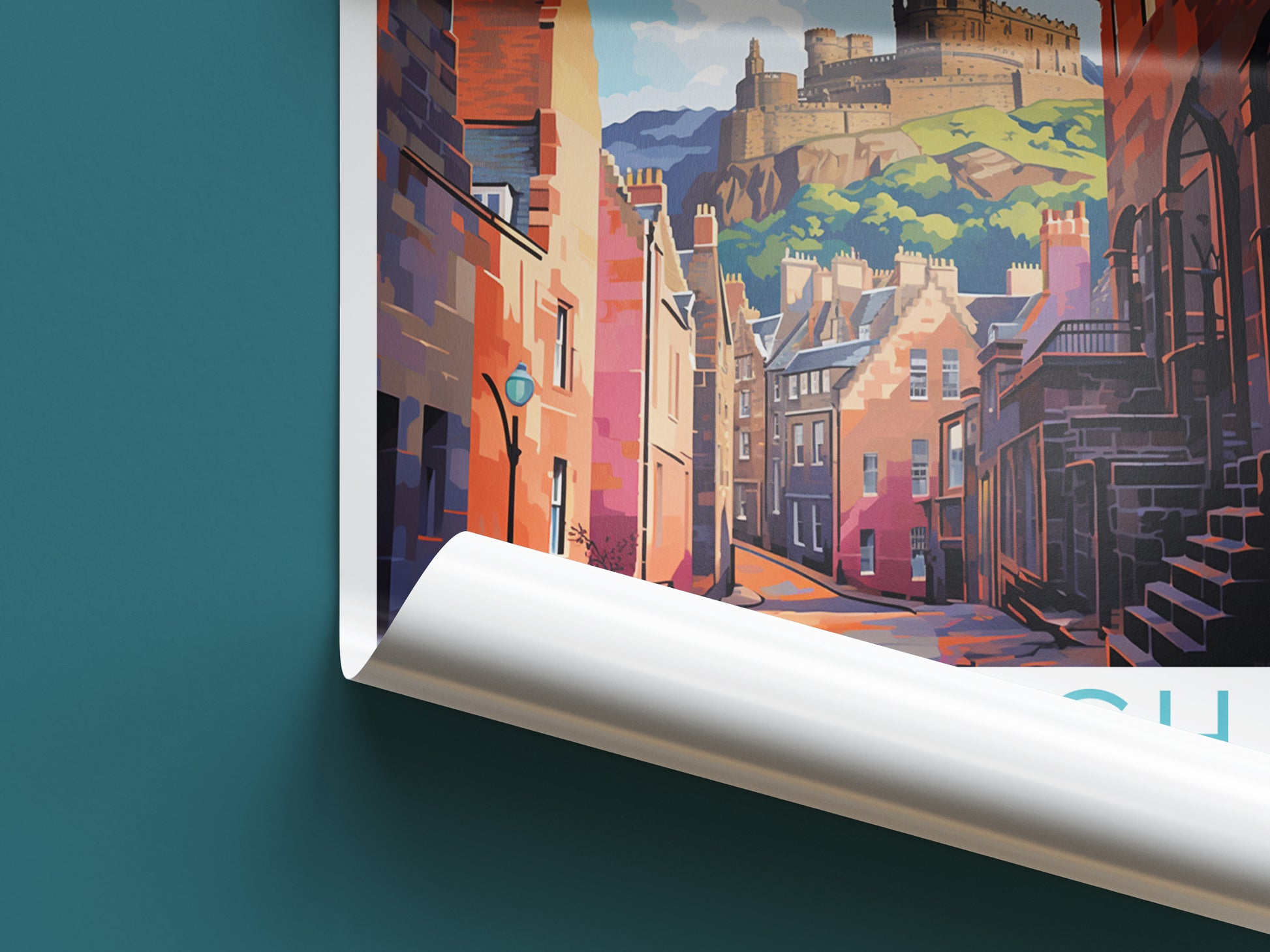 edinburgh travel poster roll up united kingdom