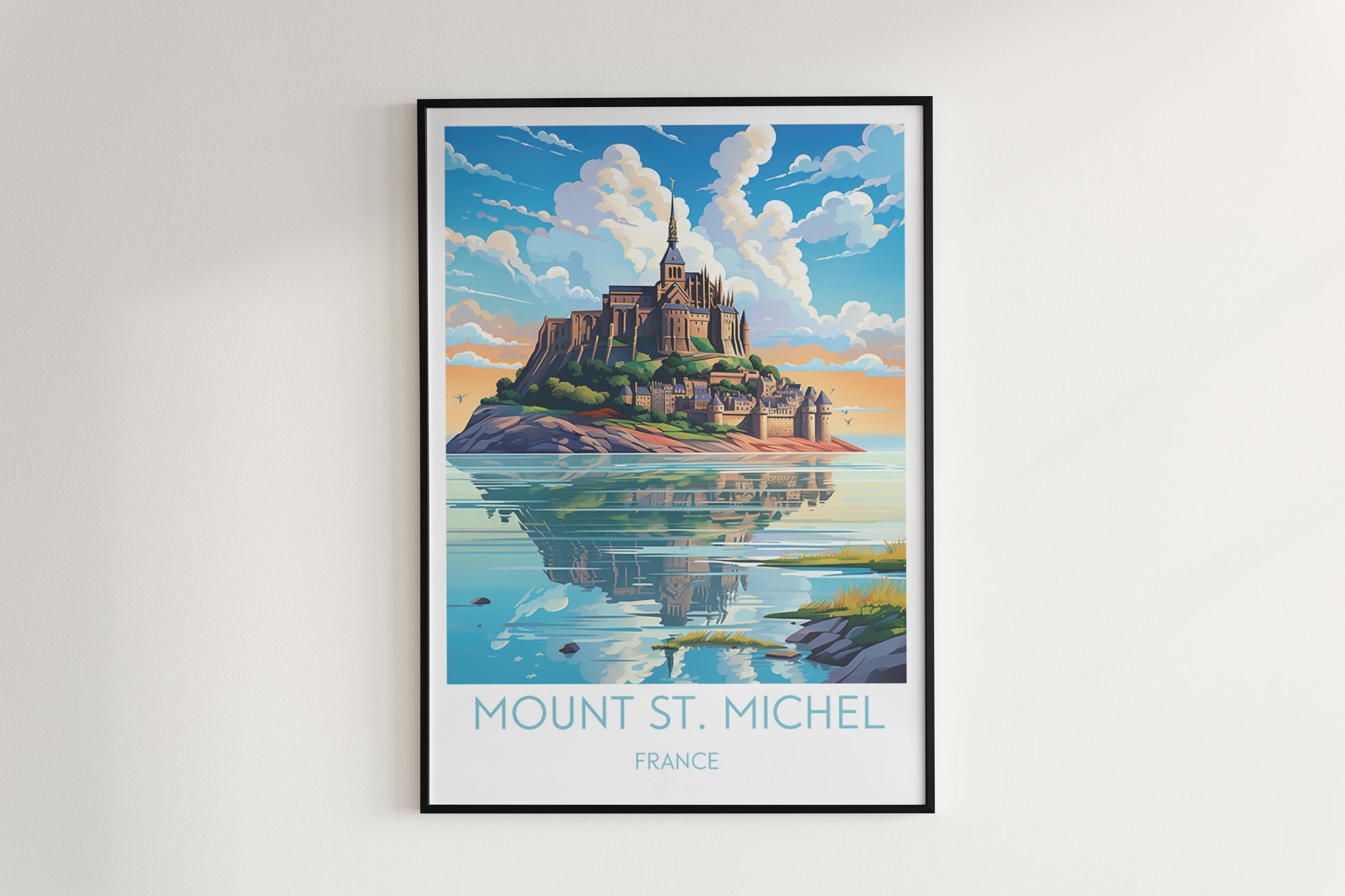 mount st michel travel poster hanged on the wall france