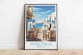 mykonos travel poster on the ground greece