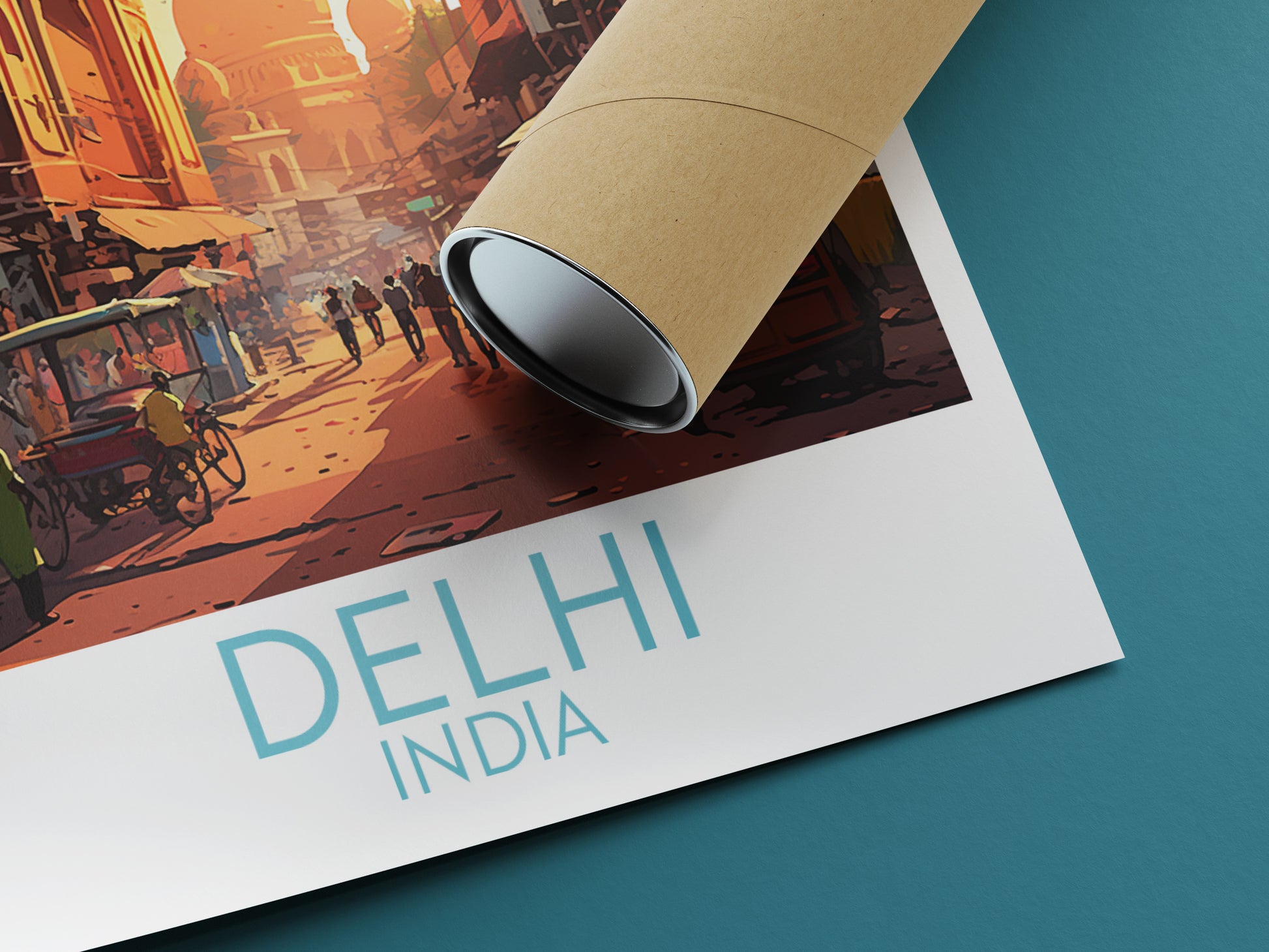 delhi travel poster rolled india