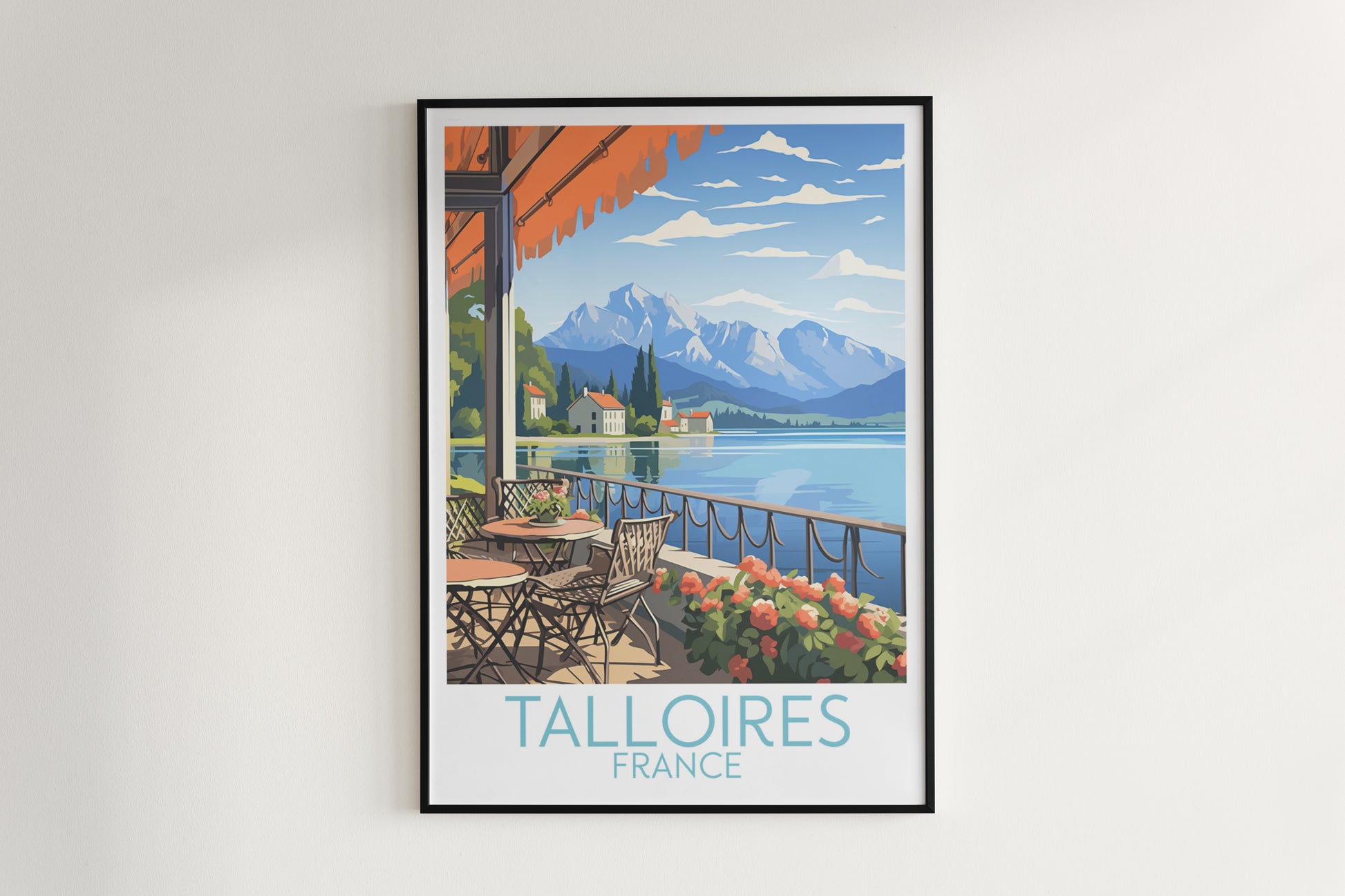 talloires travel poster hanged on the wall france