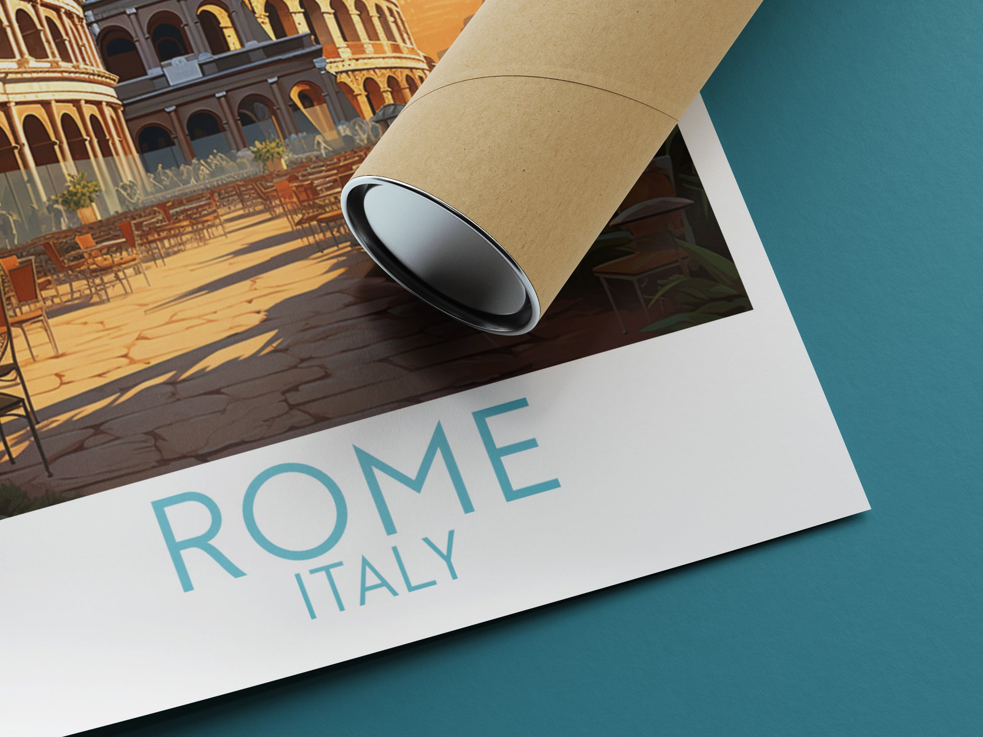 rome travel poster rolled italy