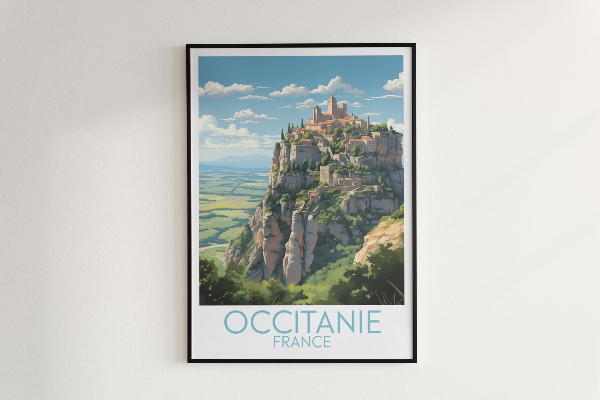 occitanie travel poster hanged on the wall france