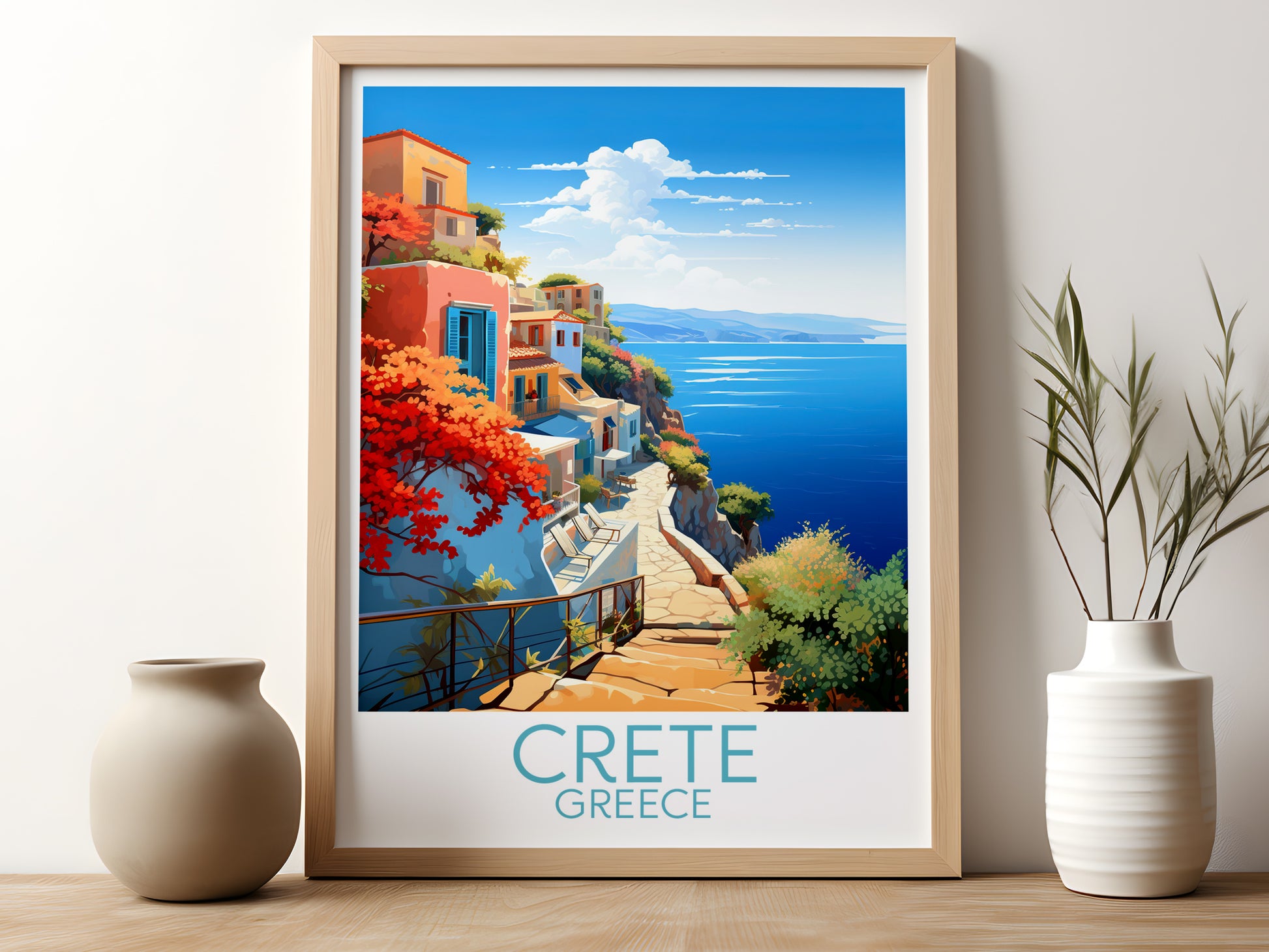 crete travel poster for kitchen greece