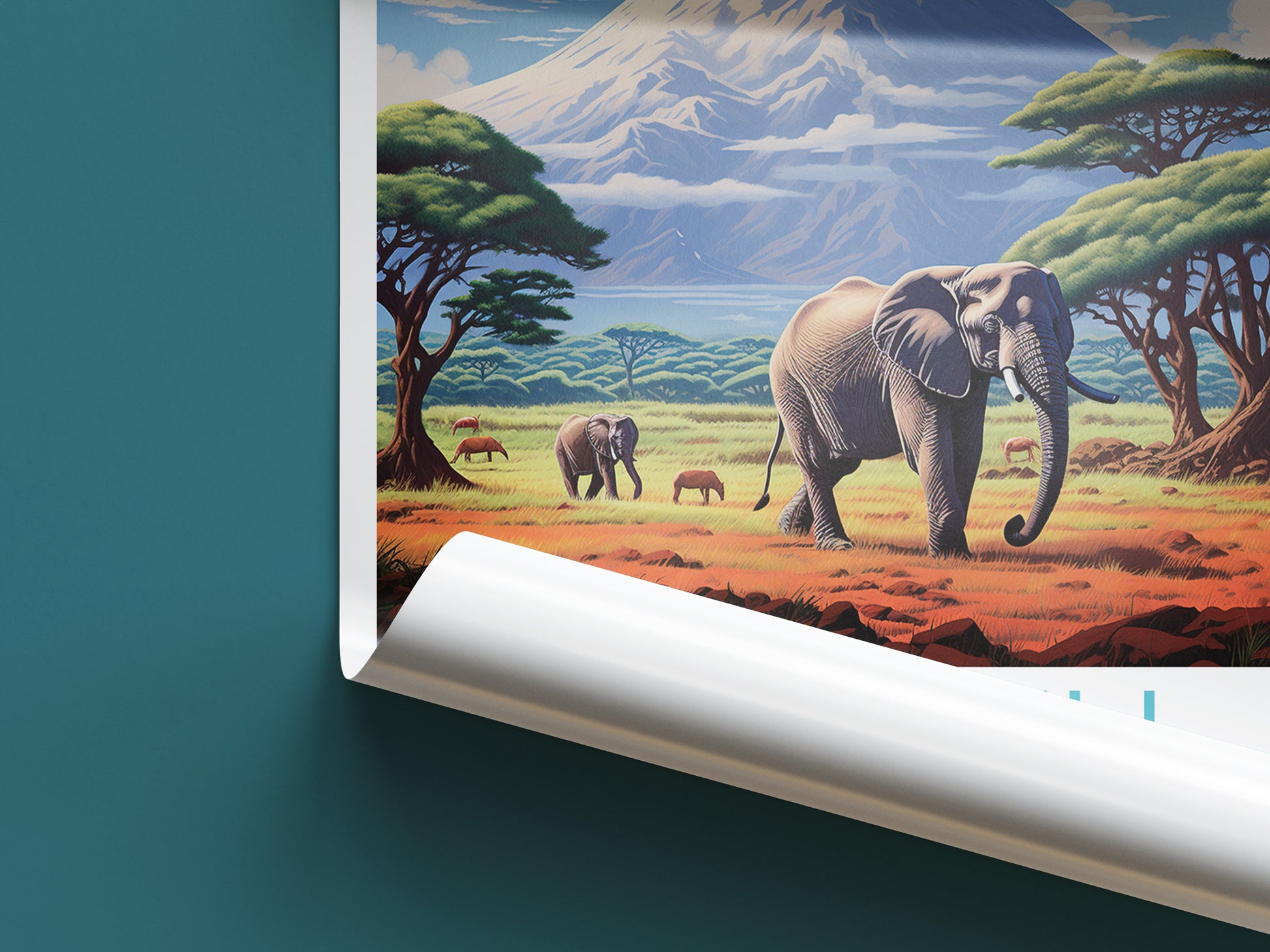 amboseli travel poster roll up kenya