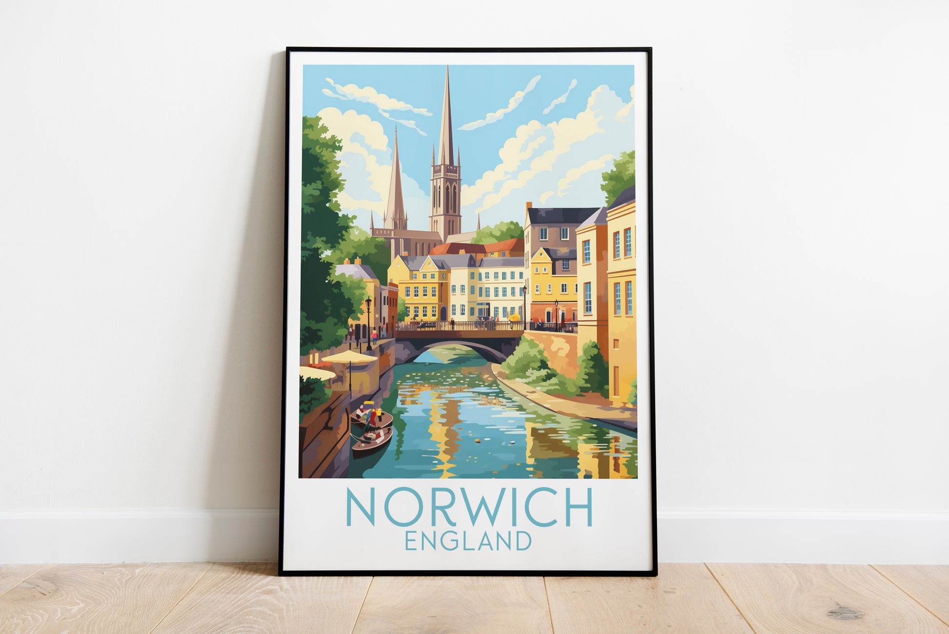 norwich travel poster on the ground england