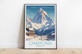 chamonix travel poster on the ground france