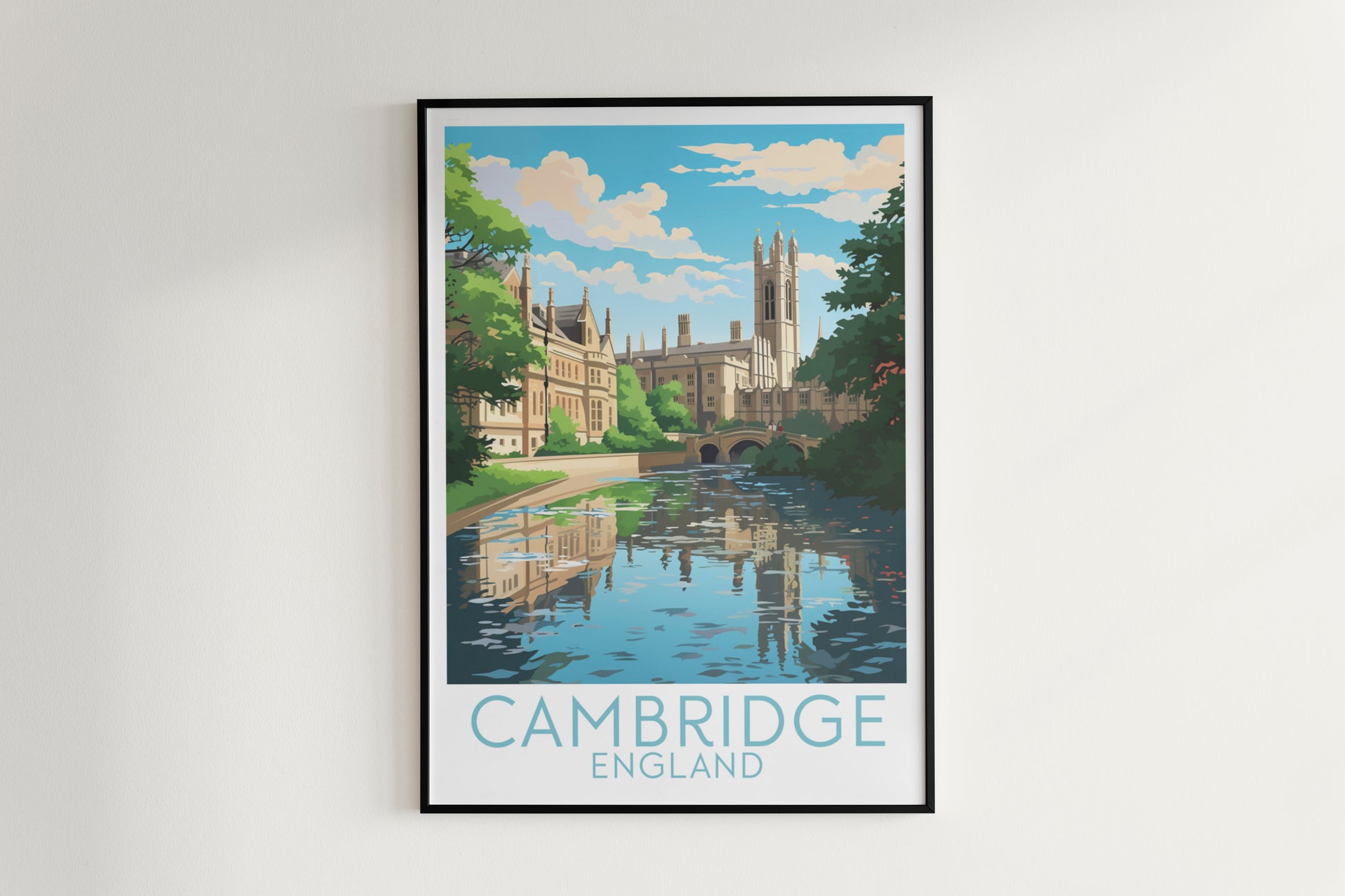 cambridge travel poster hanged on the wall england